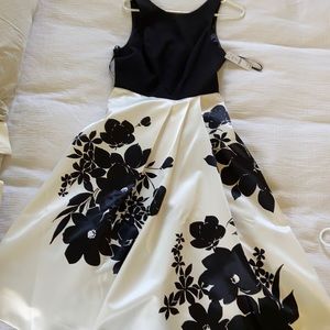 Black and white satin dress